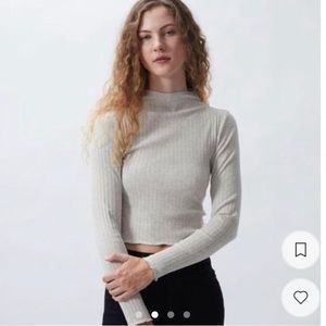 For days Women's White Effortless Rib Ls Mock Neck - Heather Gray (size S)